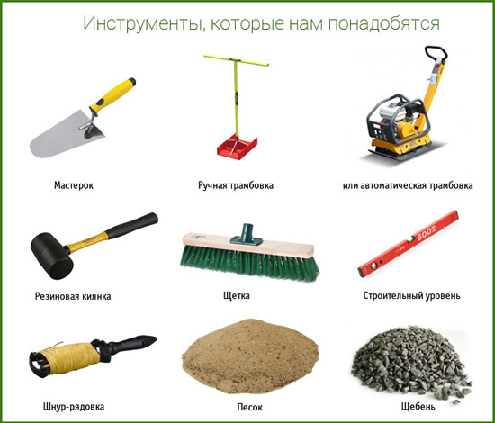 Инструменты для укладки тротуарной плитки