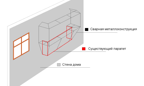 Схема наружной стены лоджии